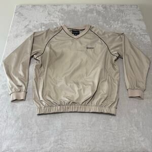 FootJoy Men's Long Sleeve V-Neck Pullover Golf Windbreaker Jacket L Tan‎